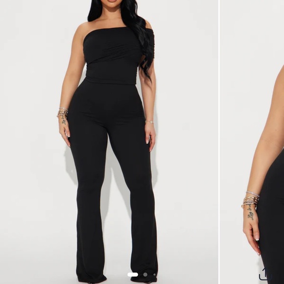 Fashion Nova Black Off-Shoulder Pants Set - Picture 1 of 2